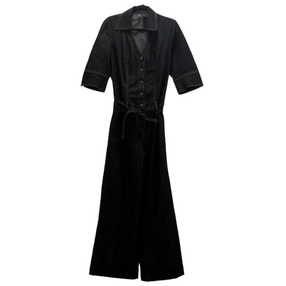 Y2K Bisou Bisou Michele Bohbot Denim Wide Leg Jumpsuit. - Picture 2 of 13